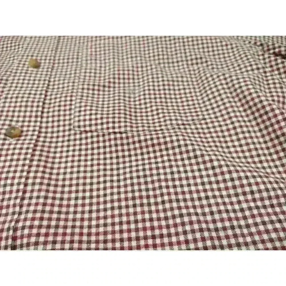 Eddie Bauer Flannel Shirt Mens L Dark Red Classic Fit Check Plaid Twill Cotton - Picture 1 of 10